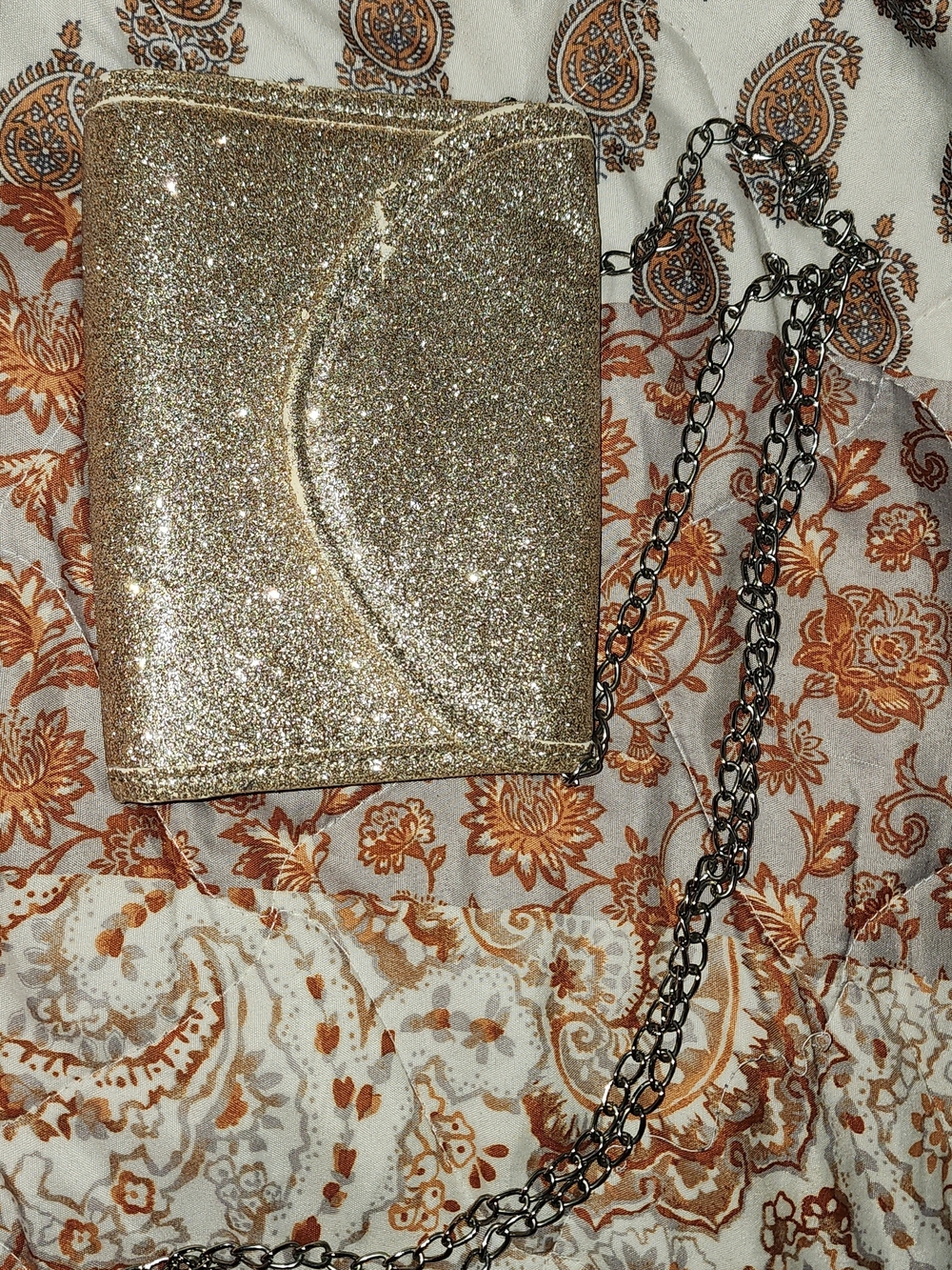 Glitter Chain Crossbody Bag - Gold